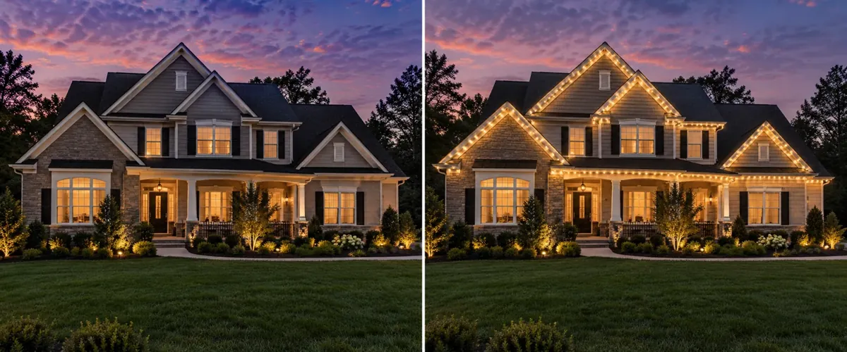 Permanent outdoor lights, lighting layout